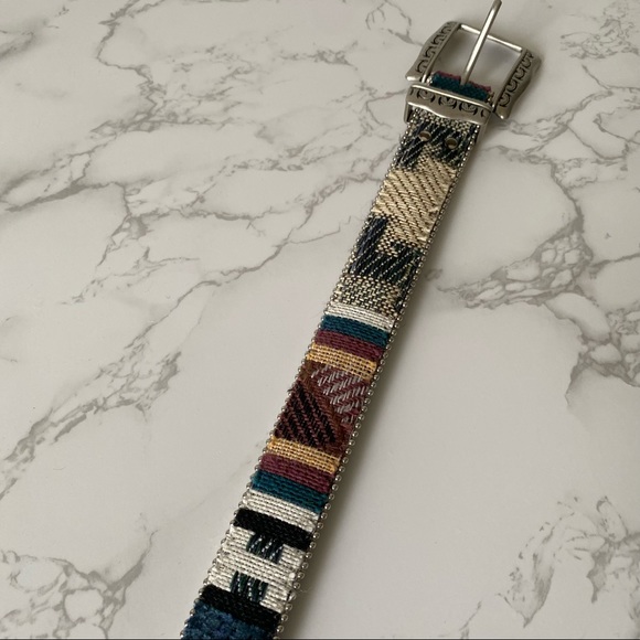 Vintage Elite | Blue Woven Fabric Tapestry Belt - Picture 8 of 11
